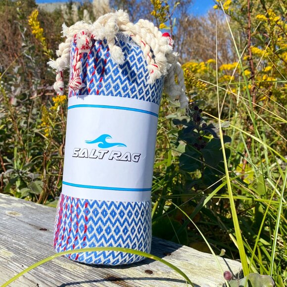 Salt Rag Beach Towel - "Blue Channel Rag" [Sand Free Turkish Beach Towel] - Picture 2 of 2